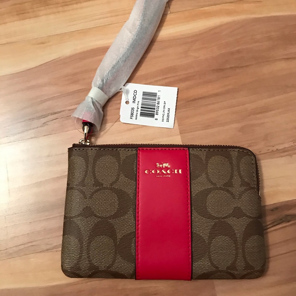 Coach Wristlet color block Pink/Brown